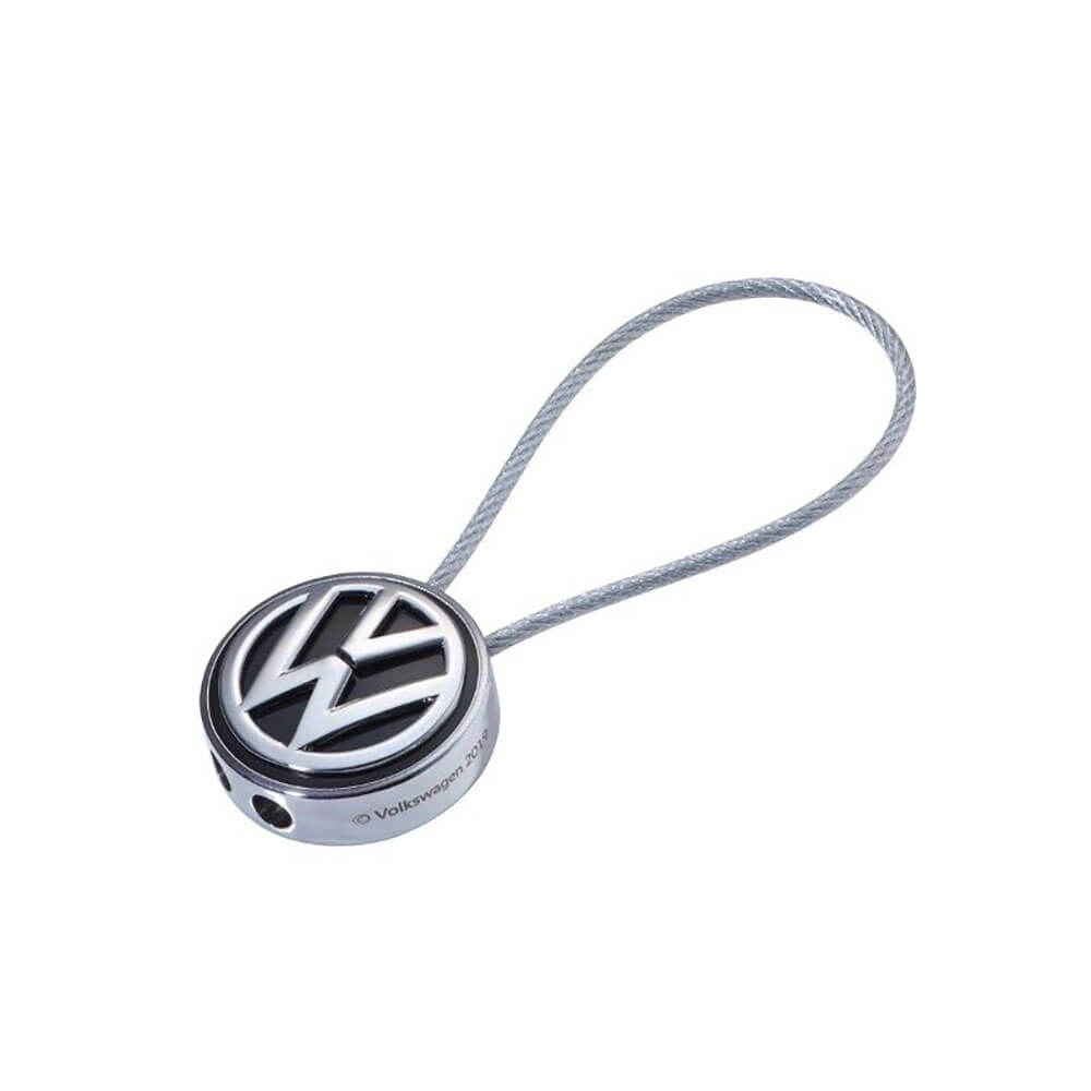 Keyring VW logo, round, wire loop, cast metal
