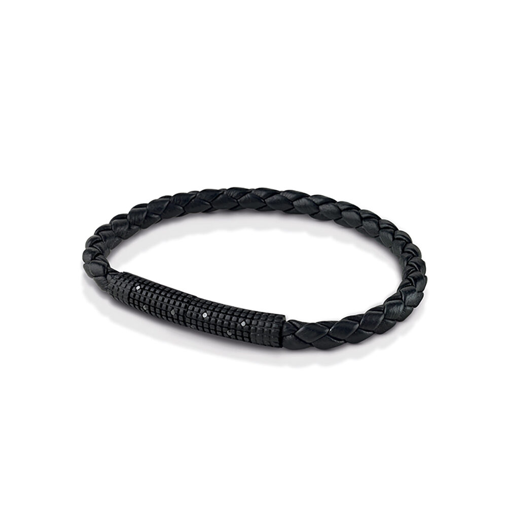 SILVER BURN.BRACELET BLACK DIAS LEATHER