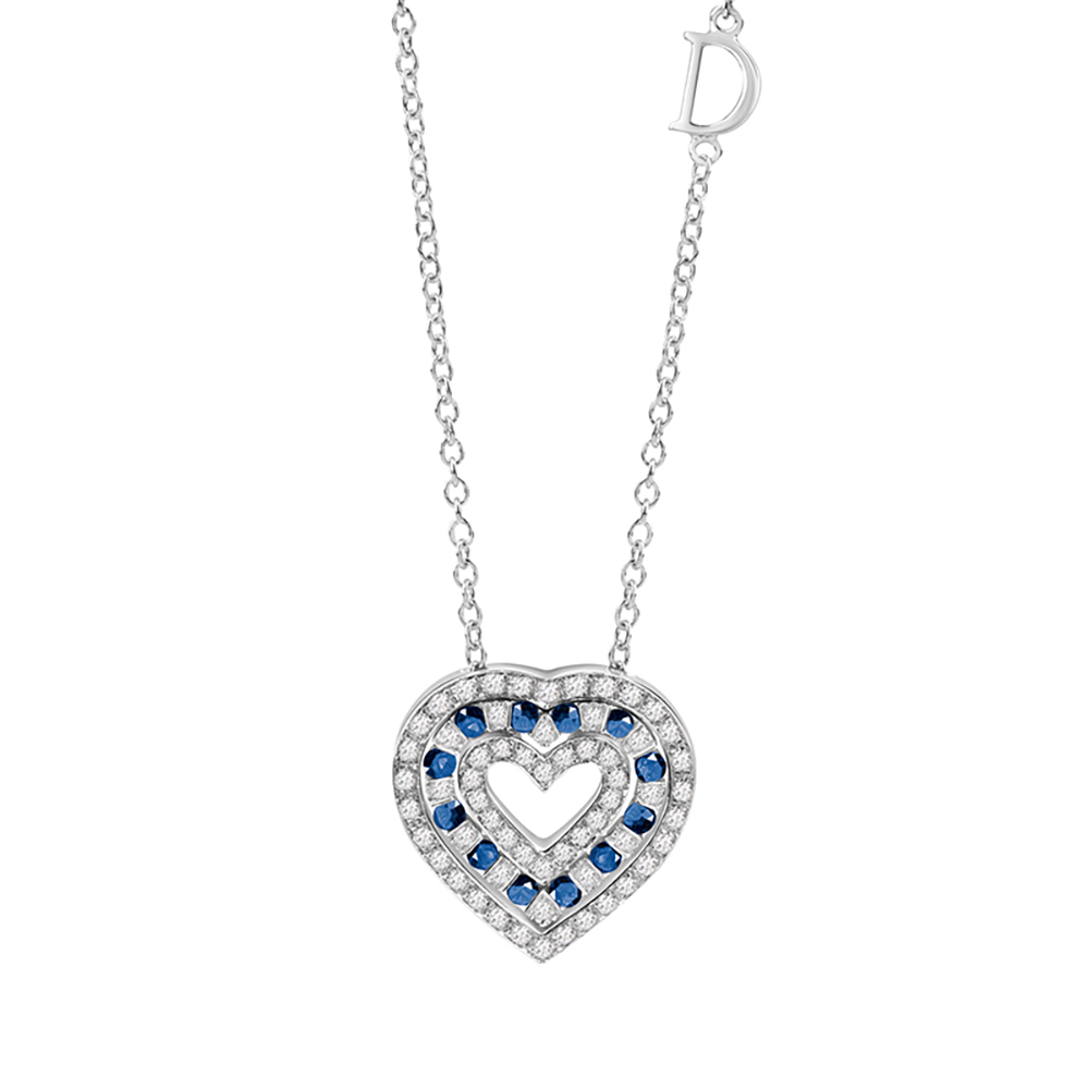 HEART NECKLACE DIAS. AND SAPPHIRES